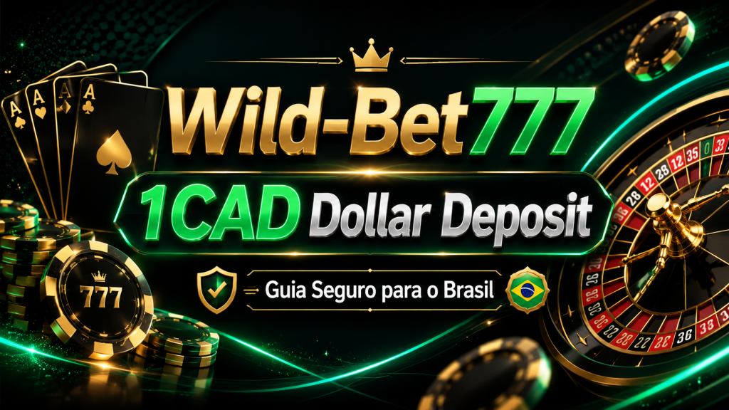 Banner do artigo Wild-Bet777 1CAD Dollar Deposit com roleta, fichas, cartas e destaque para guia seguro no Brasil