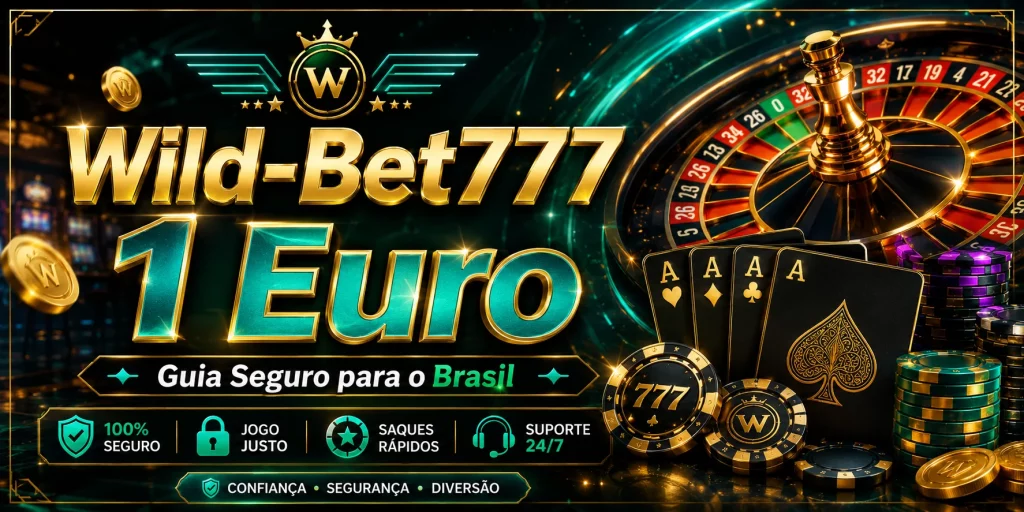 Banner do artigo Wild-Bet777 1 Euro com roleta, cartas, fichas e destaque para guia seguro no Brasil